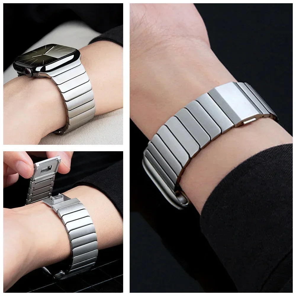 Luxury Titanium band for Apple Watch Ultra 1 2 49mm Magnetic Men Link band for Apple Watch Series 10 9 8 7 6 5 SE 46mm 45mm 44mm