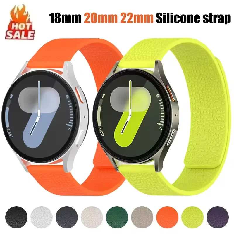 18mm 20mm 22mm Silicone Magnetic Loop Strap For Samsung Galaxy Watch 7/6/5/4 Active 2 Amazfit Bracelet HUAWEI Watch GT 2e 3 Band