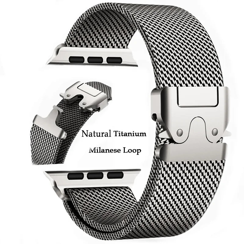 Titanium Milanese Loop For Apple Watch Ultra 2 49mm Series 10 9 8 7 6 5 4 SE 46mm 42mm 41mm 45mm 44mm 38mm 40mm band Accessories