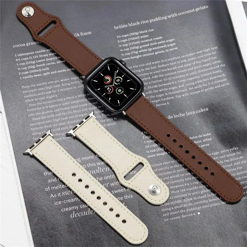 Leather band For Apple Watch 10 band 46mm 42mm 44mm 45mm 49mm 41mm 40mm correa band Apple Watch Series 8 9 3 4 5 6 SE 7 Ultra 2
