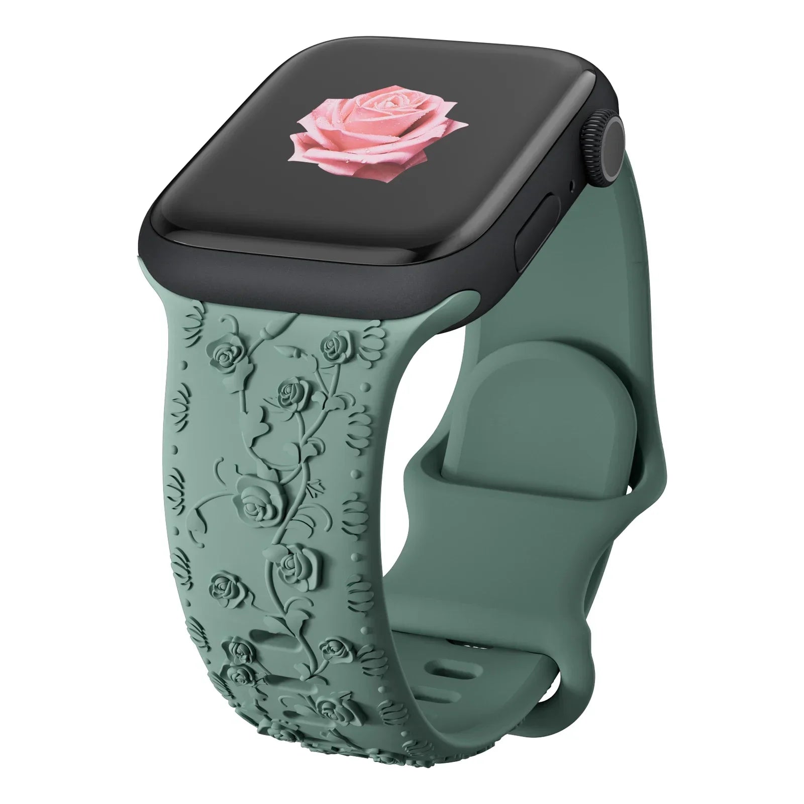 Engraved band for Apple Watch band 46mm 44mm 40mm 49mm 45mm 41mm 42mm Floral Silicone Correas Apple Watch Ultra 2 Series 10 9 8 7 6 SE 5