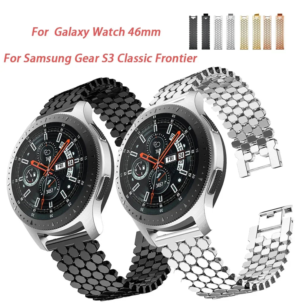 22mm 20mm Stainless Steel Strap for Samsung Galaxy Watch 3 45mm Band Gear S3 Active 2 Correas for Huawei Watch GT 3Pro Bracelet