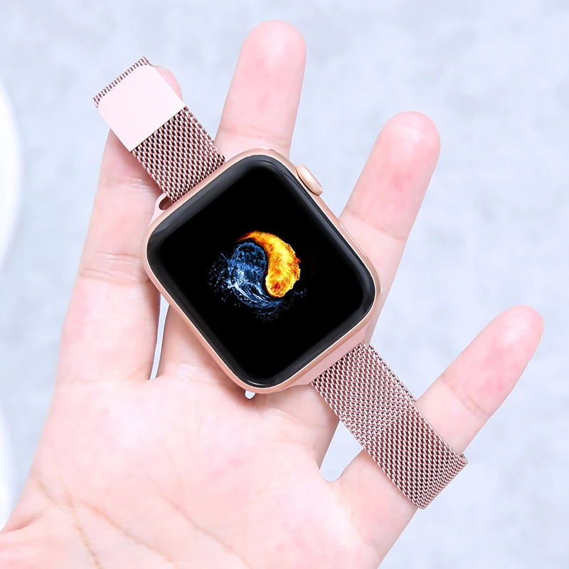 Magnetic Loop band For Apple Watch band 40mm 44mm 45mm 41mm 42mm 38mm Slim Stainless steel band Apple Watch Series 3 4 5 6 SE 7
