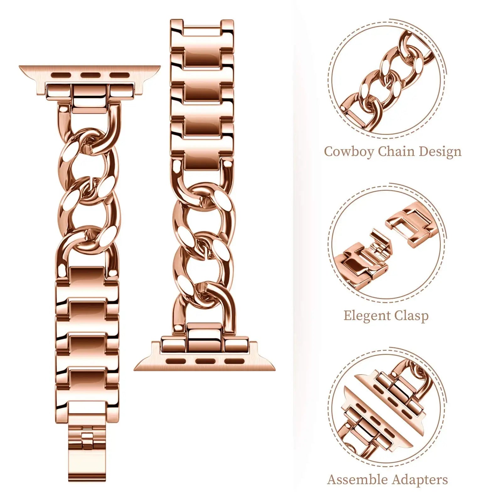 Women Gold Loop band For Apple Watch 8 7 44mm 41mm 45mm Stainless Steel metal band For Apple Watch 7 6 SE Women Girl Lady bands