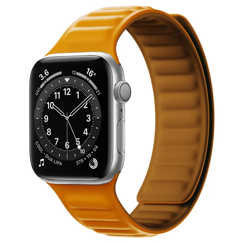 Silicone Link band for Apple Watch band 44mm 40mm 45mm 41mm 46mm 49mm Magnetic Loop band Apple Watch Series SE 7 8 9 Ultra 2 10