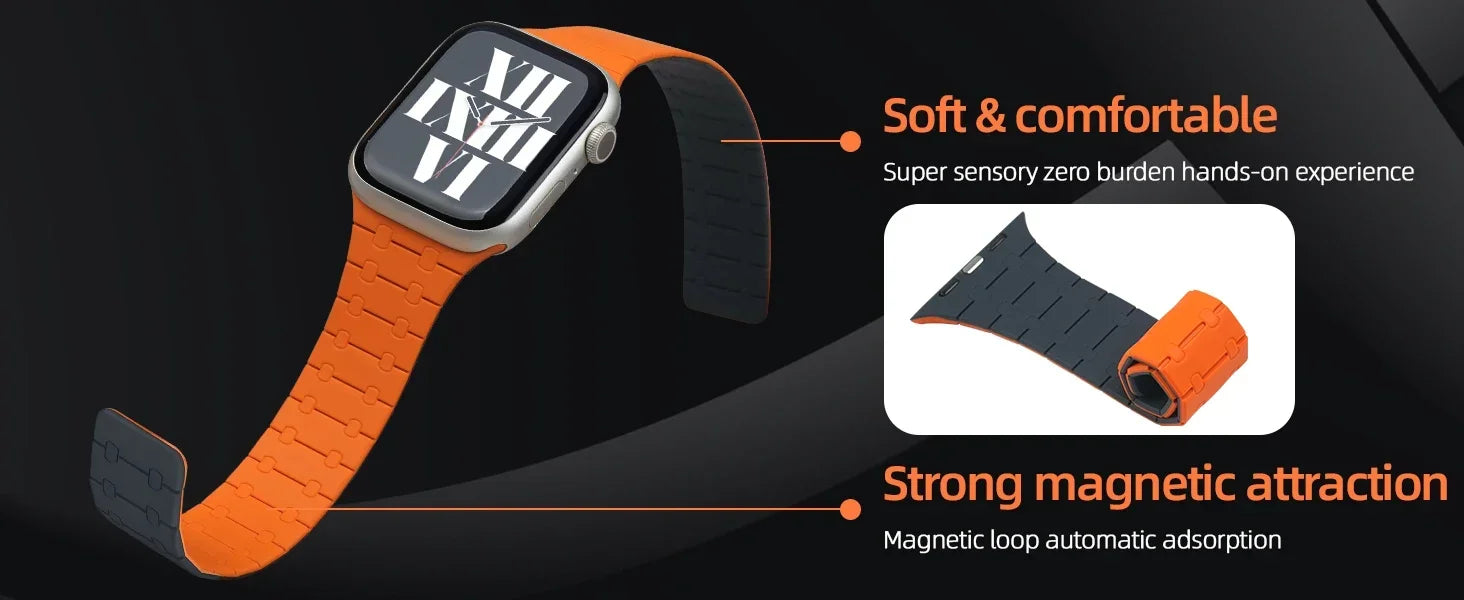 Magnetic Silicone band for Apple Watch band Ultra 3 49mm 44mm 40mm 42mm 46mm 45mm band For Apple Watch Series11 10 9 8 7 6 SE 5 4 38mm