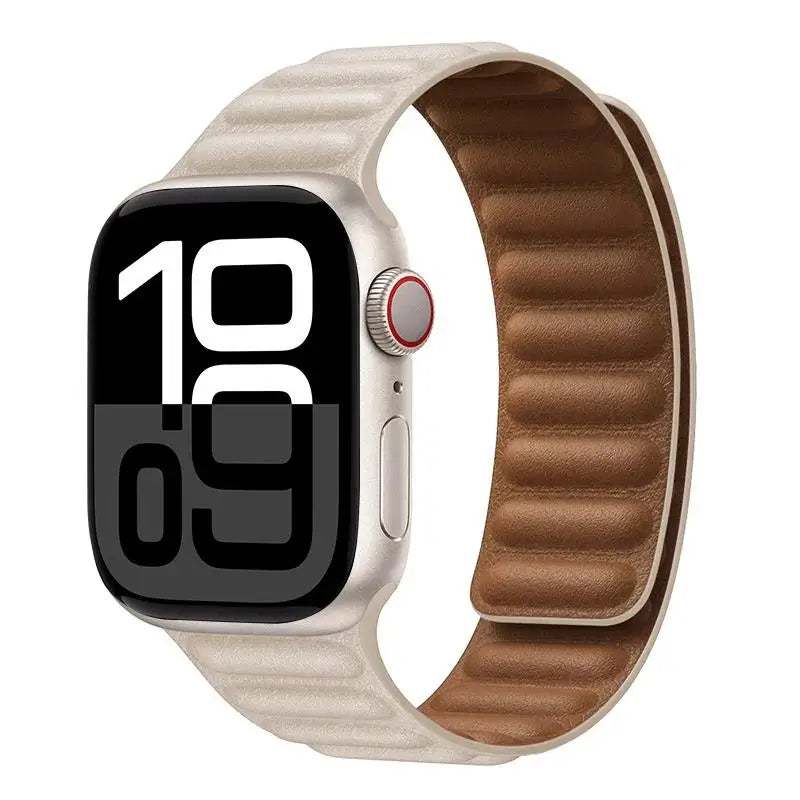 Leather band for Apple Watch band 49mm 46mm 42mm 41mm 44mm Original Magnetic Loop Link band Apple Watch 10 11 9 8 7 SE Ultra 2 3