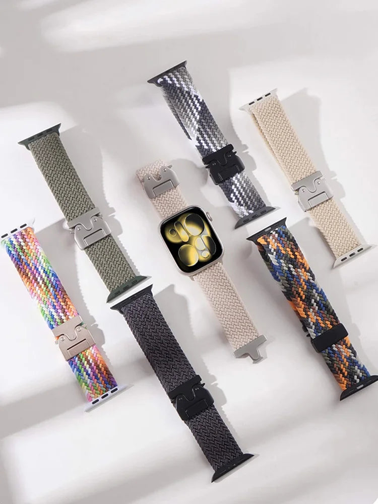 For Apple Watch Ultra 3 2 49mm 46mm 44mm 45mm 42mm 40mm 41mm Braided and Solo Loop Parachute button band Series 11 10 9 SE 8 7 6 5