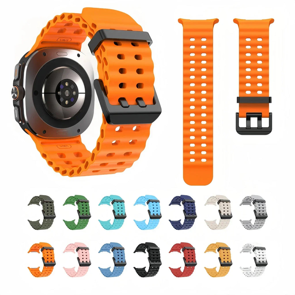 Sport Band For Samsung Galaxy Watch Ultra 47mm silicone Bracelet NO Gaps Ocean Watchband aquatics Watch 7 47mm Official Strap