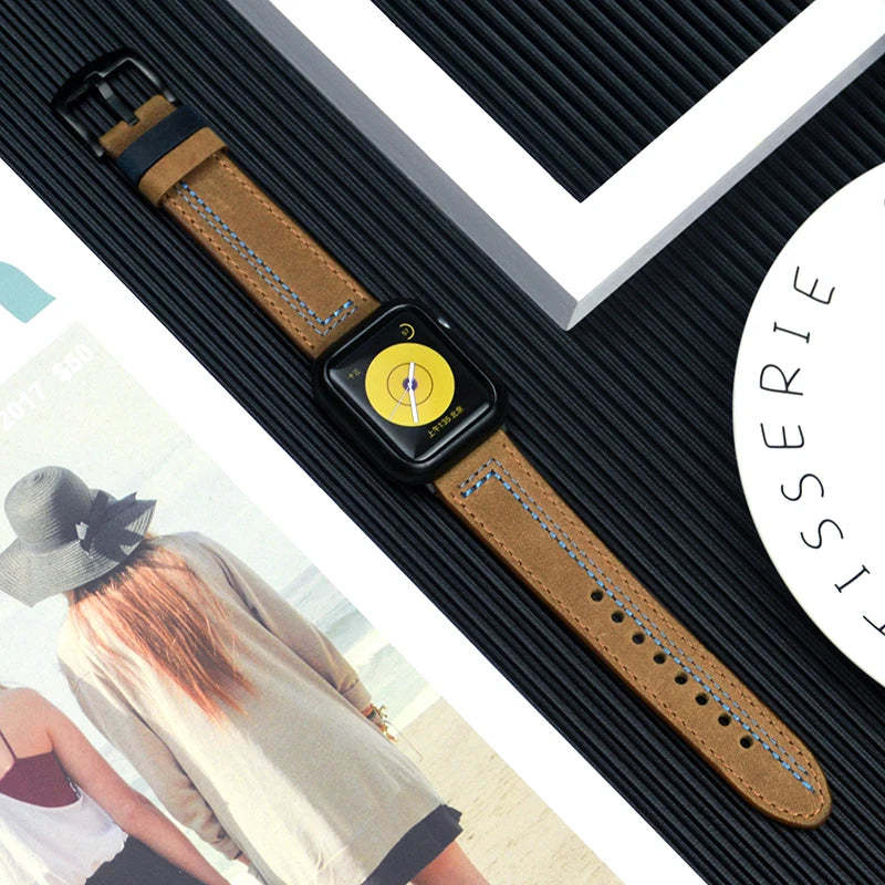 Leather loop band For Apple Watch Ultra 2 band 44mm 45mm 49mm 40mm 42mm 38mm 41mm sport band Apple Watch Series 9 8 7 3 4 5 6 se