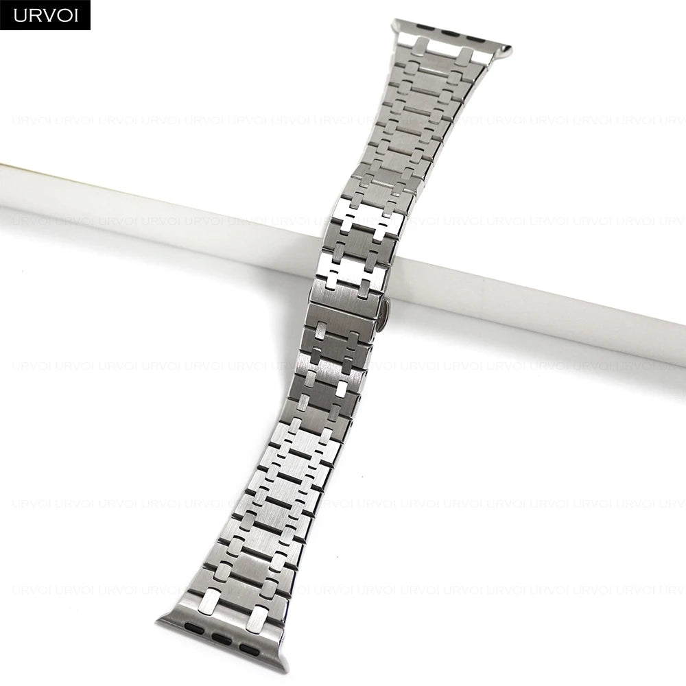 URVOI band for Apple Watch Ultra 3 2 Series 11 10 9 8 7 SE3 316L AP Stainless steel band for Apple Watch wristband butterfly buckle