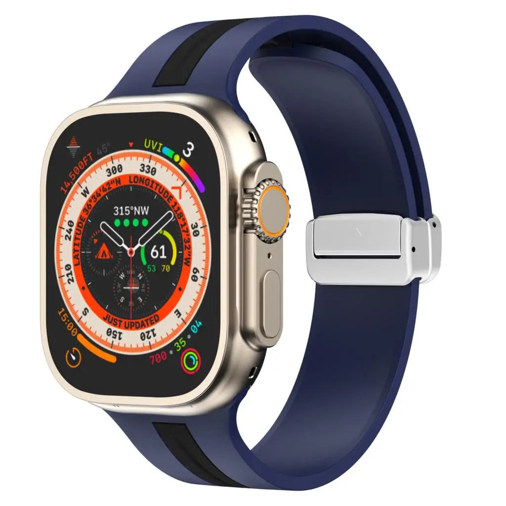Magnetic buckle band For Apple Watch Ultra 2 band 49mm 44mm 40mm 45mm 41mm 38mm Silicone band Apple Watch Series 7 3 6 5 SE 8 9