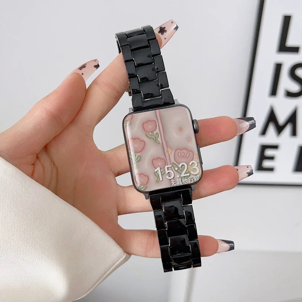 Resin Watch band for Apple Watch 44mm band 42mm 38mm correa watch band for Apple Watch Series 10 8 7 6 SE 5 4 40mm 41mm 45mm 49mm Ultra