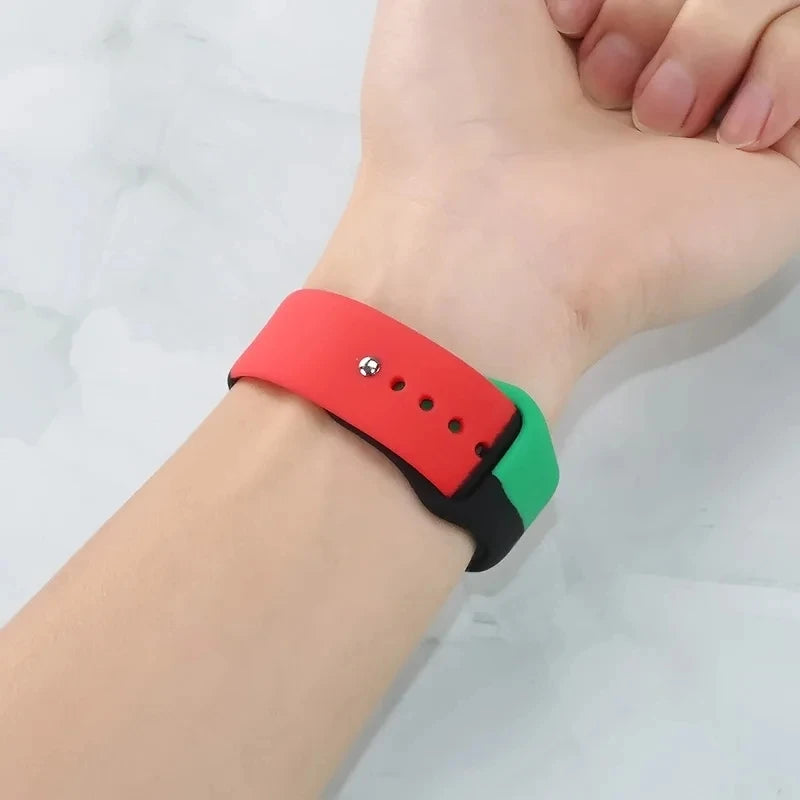 Silicone band For Apple Watch band 49mm 44mm 40mm 38mm 42mm 41mm 45mm Black Unity belt Sport band for Apple Watch Series 9 8 7 3 4 5 6 SE 2