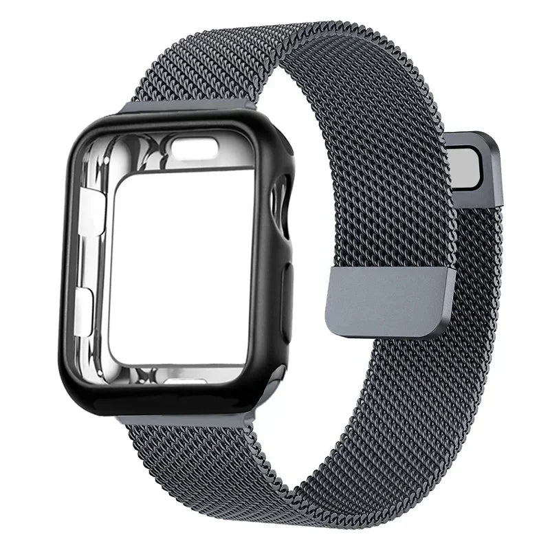 Milanese Case+band for Apple Watch band 10 9 8 7 6 SE 5 46mm 49mm 41mm 40mm 44mm 42mm watch band For Apple Watch Series 9 Correa 45mm