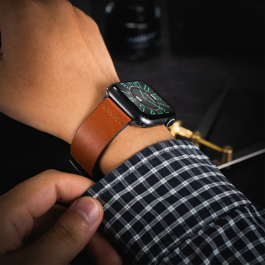 Leather band for Apple Watch Ultra 2 band 49mm S10 46mm 9 8 7 45mm 41mm High Quality band for Apple Watch Series 6 SE 5 4 44mm 40mm