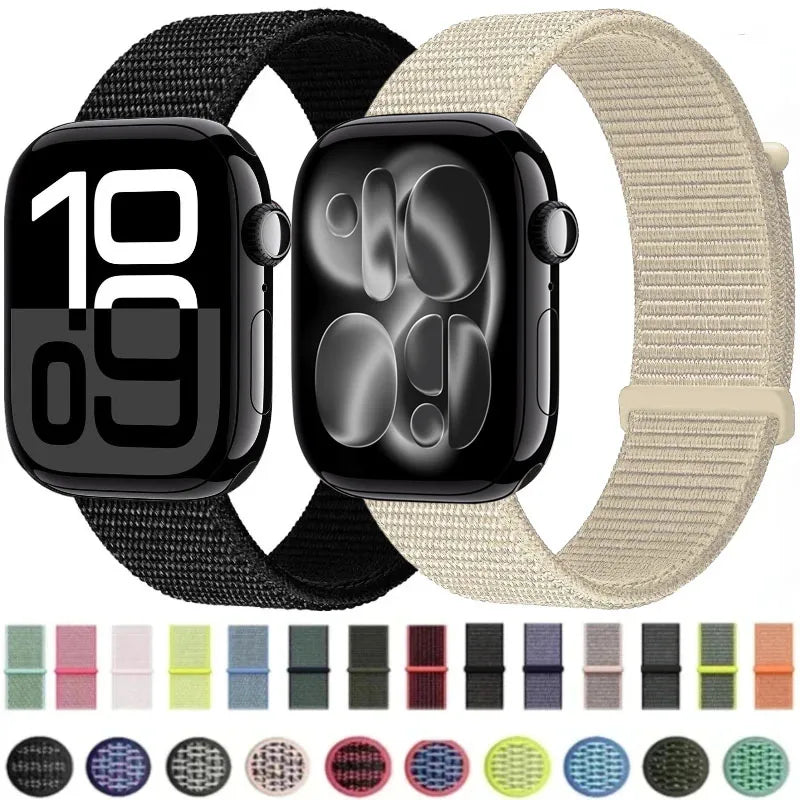 Nylon Loop band For Apple Watch 11 10 9 8 7 46mm 45mm 42mm 41mm Ultra 3 2 49mm Braided band Apple Watch 6 5 4 SE3 44mm 40mm Belt