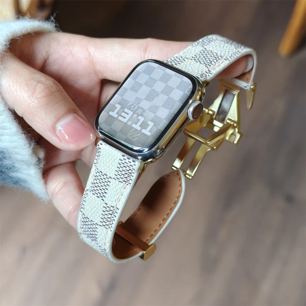Luxury Fashion band for Apple Watch band 46mm Ultra 49mm 45mm 44mm 42mm 41mm 40mm 38mm metal Buckle band Apple Watch Series 11 10 9 8 7 6 ba