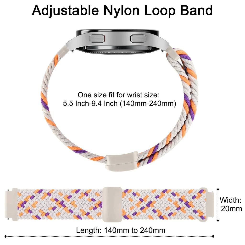 20mm Braided Magnetic Band For Samsung Galaxy Watch 7 6 5 4 40mm 44mm/Watch 4 6 Classic/Active 2/5Pro 45mm/Watch 3 41mm Strap