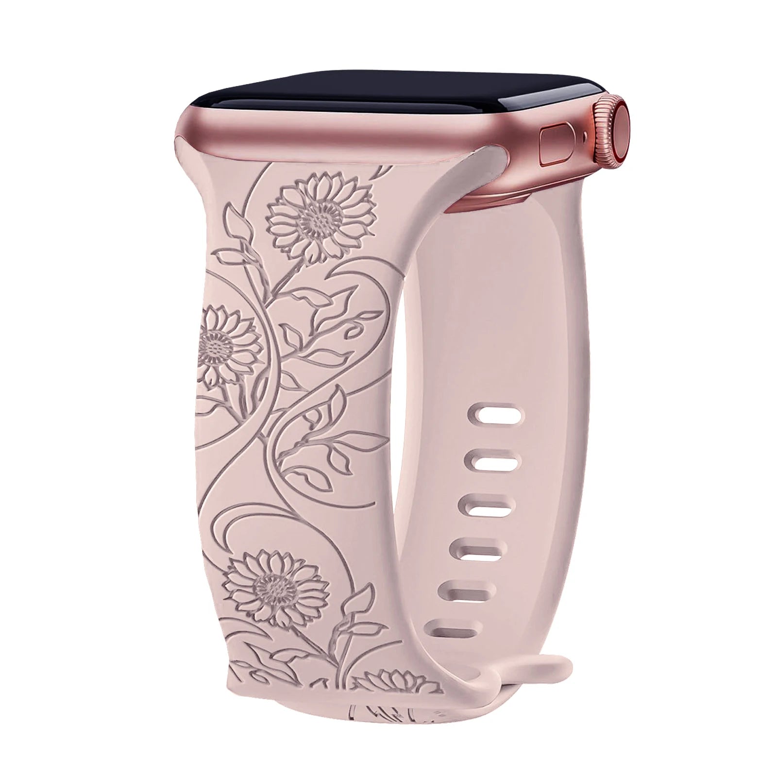 Floral Engraved band For Apple Watch band 40mm 44mm 41mm 45mm 38mm 49mm 42mm silicone band Apple Watch Series 9 7 SE 6 8 Ultra 2