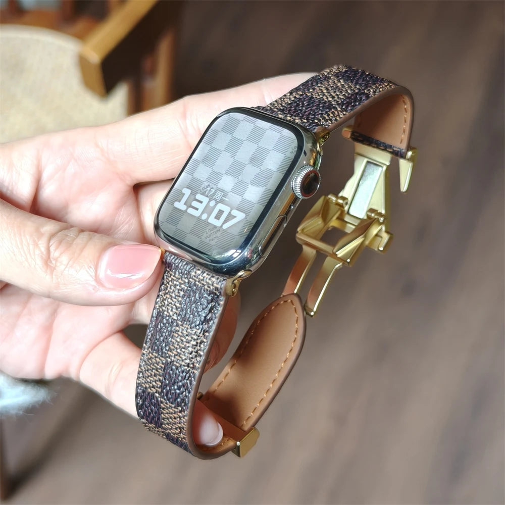 Luxury Fashion band for Apple Watch band 46mm Ultra 49mm 45mm 44mm 42mm 41mm 40mm 38mm metal Buckle band Apple Watch Series 11 10 9 8 7 6 ba