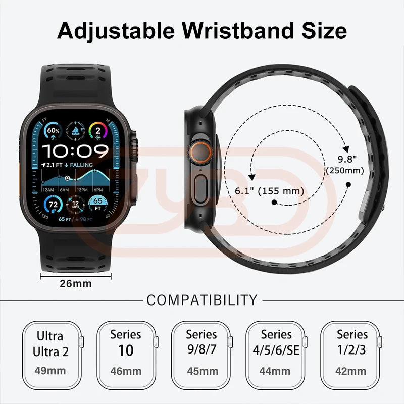 Magnetic band For Apple Watch Ultra 10 9 8 7 6 SE 5 Soft Silicone Breathable band For Apple Watch 42mm 44mm 45mm 46mm 49mm