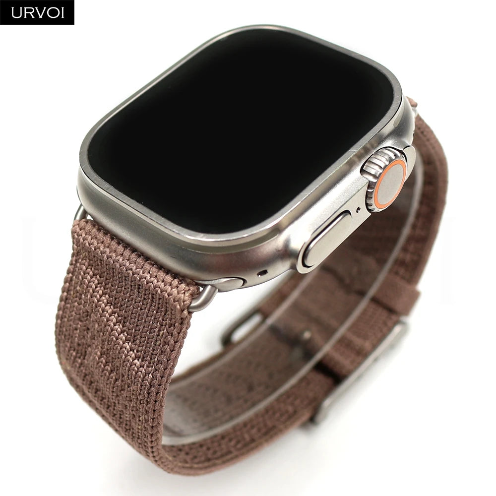 URVOI En Mer band for Apple Watch Ultra 3 2 Series 11 Sport band Orange Gris Titane ocean waves pattern Polyamide Custom Buckle