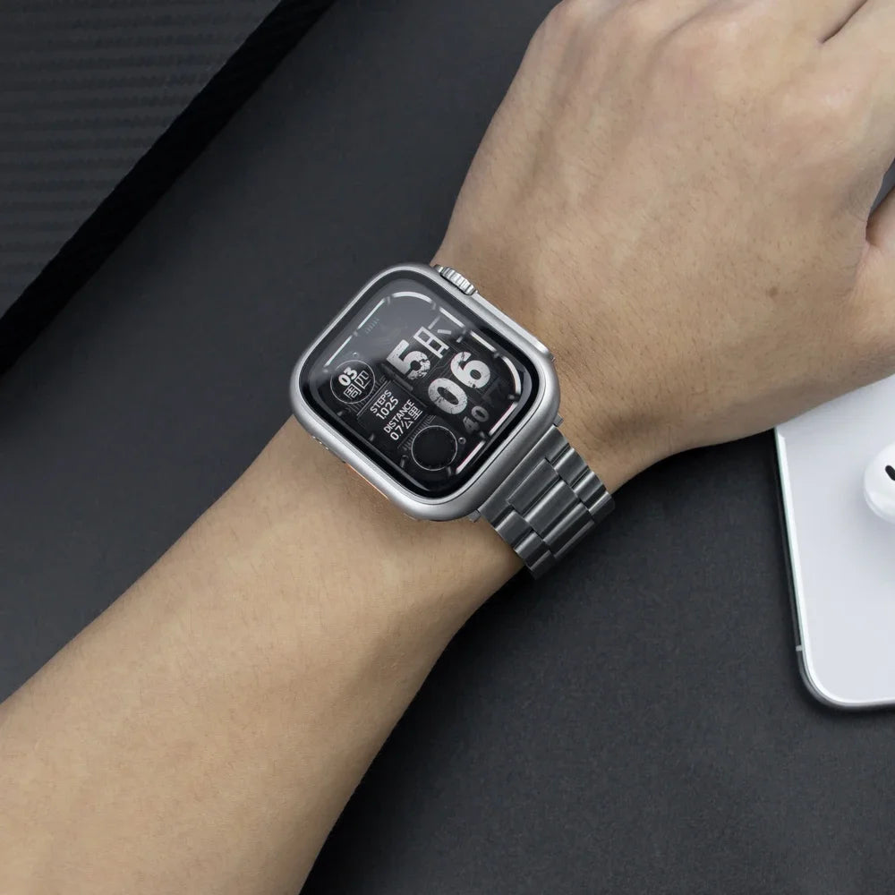 Change to Ultra Case+Band For Apple Watch 46mm 44mm 41mm 45mm metal Stainless Steel band for Apple Watch Series Series11 10 9 8 7 6 SE 5