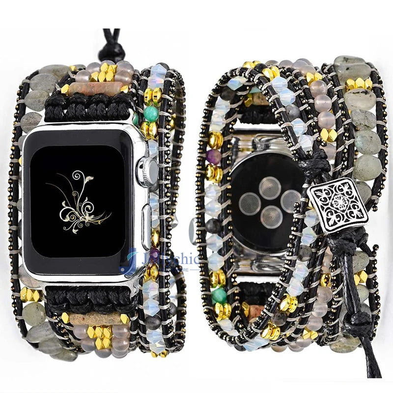 Bohemia Jewelry band for Apple Watch Series 7 38mm 40mm 42mm 44mm Handmade Vintage Natural beads braided band Apple Watch 6 SE 5 4 3