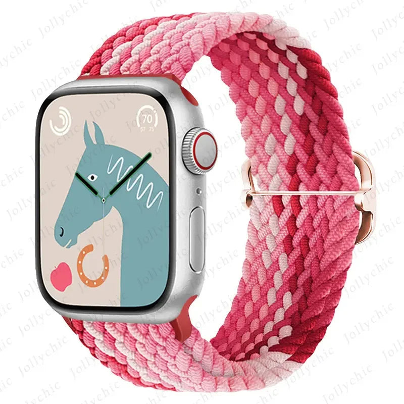 Braided Solo Loop band For Apple Watch Ultra 2 band 49mm 44mm 40mm 45mm 41mm 42mm 38mm band Apple Watch Series 9 8 7 6 SE 3