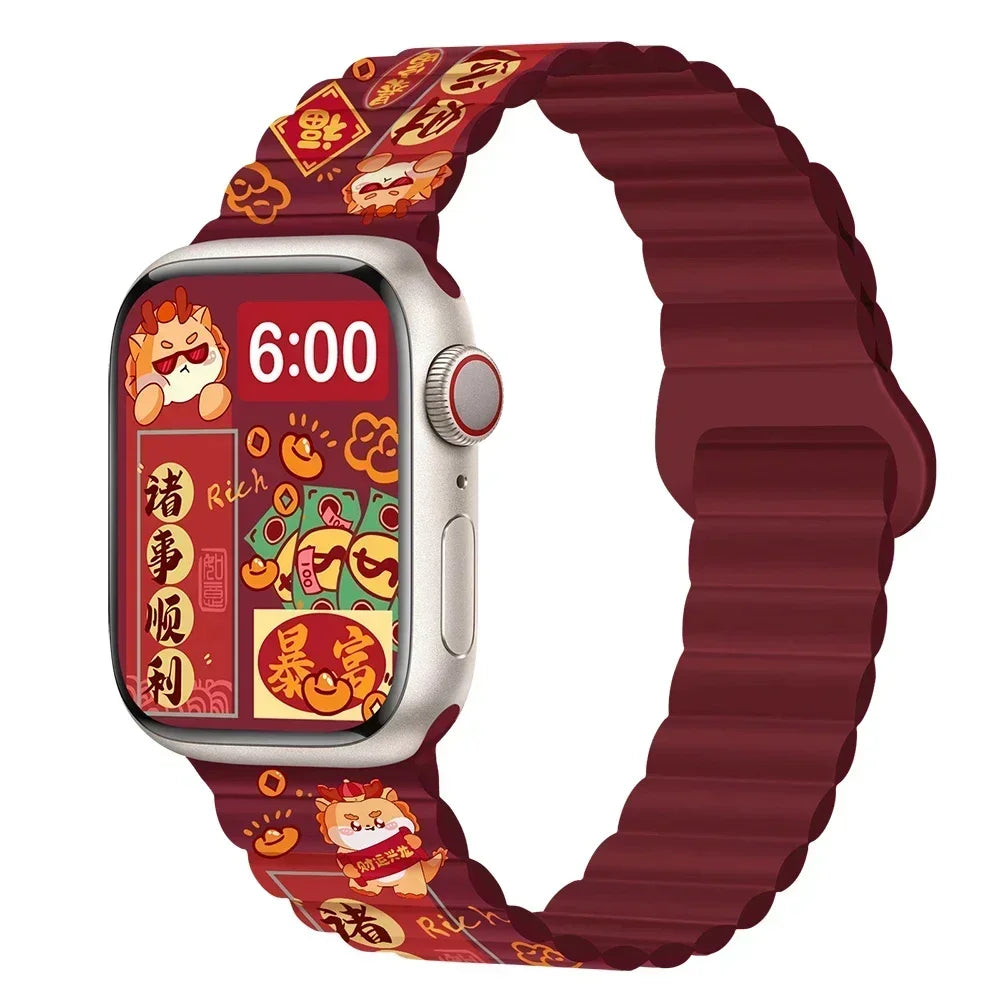 Magnetic band For Apple Watch band 45mm 38mm 49mm 40mm 42mm 41mm Silicone Sport band Apple Watch Series Ultra 10 9 6 5 7 8 SE 44mm