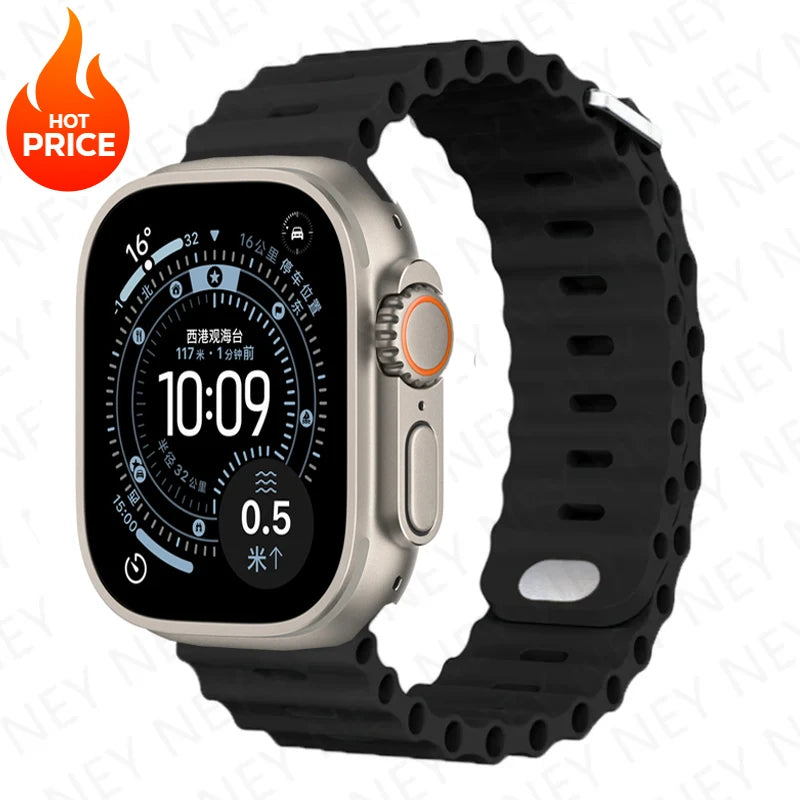 Ocean band For Apple Watch Ultra 2 3 band 49mm 9 8 7 45mm 41mm 44mm Silicone band Wristband Apple Watch S10 S11 46mm 42mm band