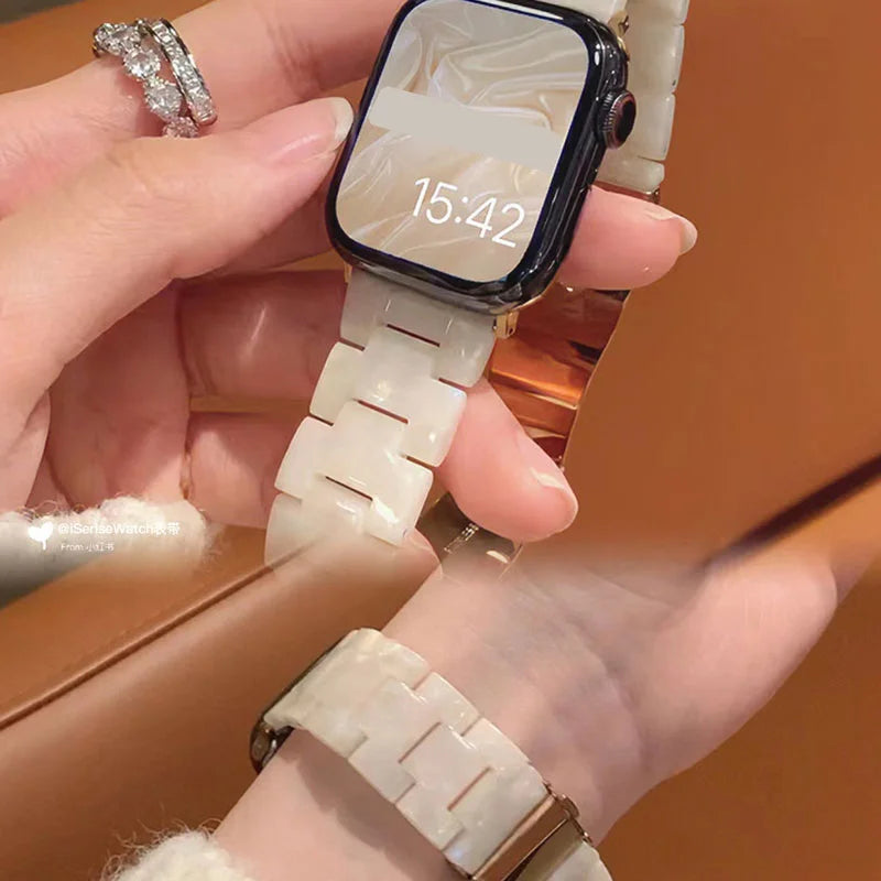 Resin band for Apple Watch band 44mm 40mm 45mm 49mm 38mm 42mm 41mm Fashion Wrist band for Apple Watch Series 8 7 6 5 4 3 2 1 Ultra 2
