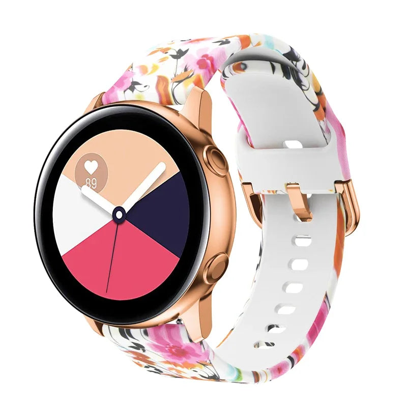 20mm/22mm strap For Samsung Galaxy watch 7/4/6/5 pro/Classic Active Printing Silicone bracelet For Amazfit GTR/GTS 4-2 mini band