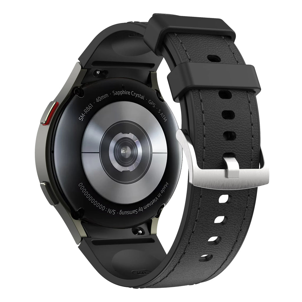 Silicone+Leather Strap for Samsung Galaxy Watch 7 6 5 4 FE 40mm 44mm No Gap Bracelet Band Watch 6 4 Classic 43/47mm 42/46mm Belt