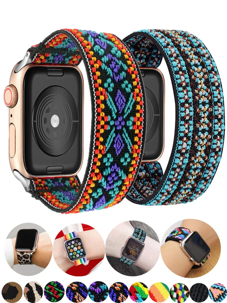 Scrunchie band for Apple Watch band 40mm 44mm 42mm 45mm 41mm 49mm Elastic solo loop band Apple Watch Series 3 SE 6 7 8 9 Ultra 2