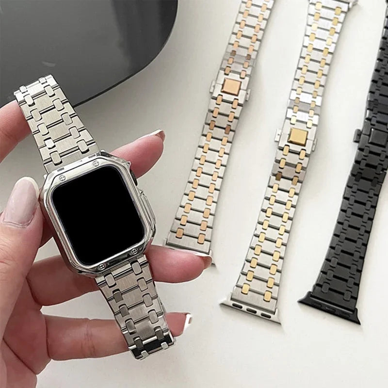 Luxury band for Apple Watch band 46mm 49mm 44mm 45mm 42mm 41mm Stainless Steel band For Apple Watch Ultra Series 10 9 8 7 6 5 SE