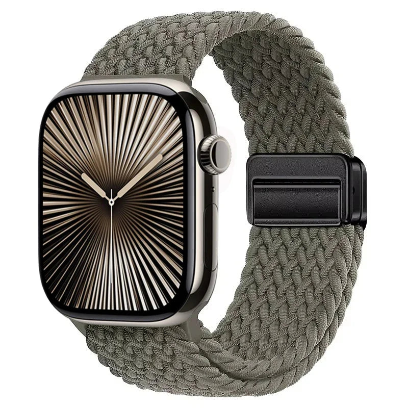 Nylon Braided Loop band for Apple Watch Ultra 3 2 49mm 11 10 42mm 46mm 9 8 7 45mm 41mm Magnetic band Apple Watch 6 5 SE 44mm 40mm band