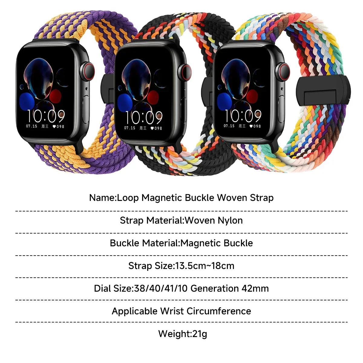 Braided band For Apple Watch band 44mm 40mm 45mm 49mm 41mm 38mm buckle band Apple Watch Series SE 10 9 8 7 6 Ultra 2 Magnetic Band