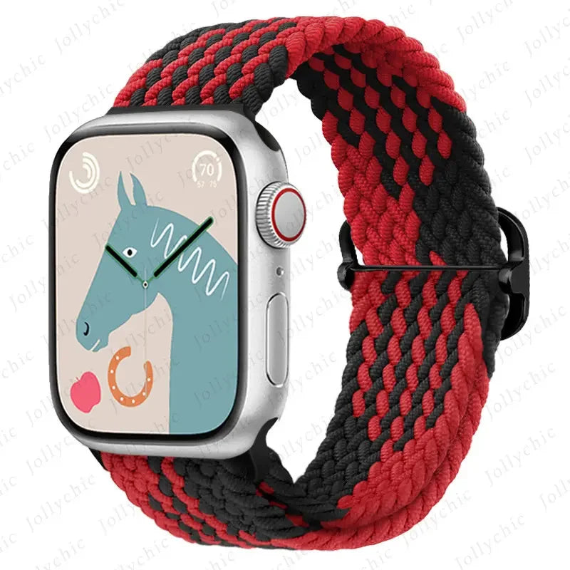 Braided Solo Loop band For Apple Watch Ultra 2 band 49mm 44mm 40mm 45mm 41mm 42mm 38mm band Apple Watch Series 9 8 7 6 SE 3
