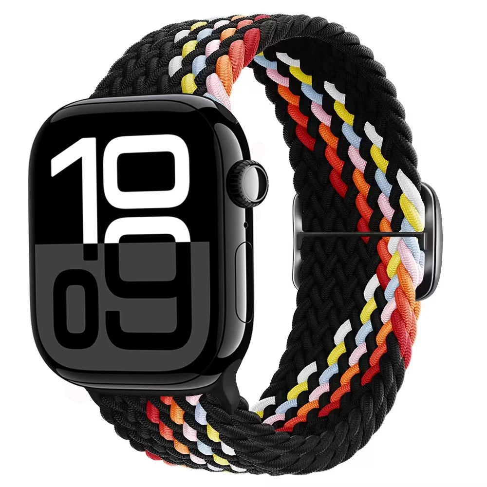Braided Nylon band For Apple Watch Ultra 49mm 46mm 45mm 44mm 42mm 41mm 40mm Elastic band Apple Watch 11 10 9 8 7 SE 4 5 6 Belt