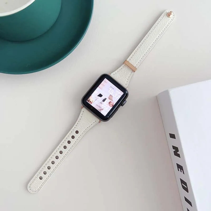 Sheepskin band for Apple Watch 10 band 46mm 42mm 41mm 45mm 40mm 44mm Slim Leather Women band Apple Watch Series 8 7 SE 6 5 Belt