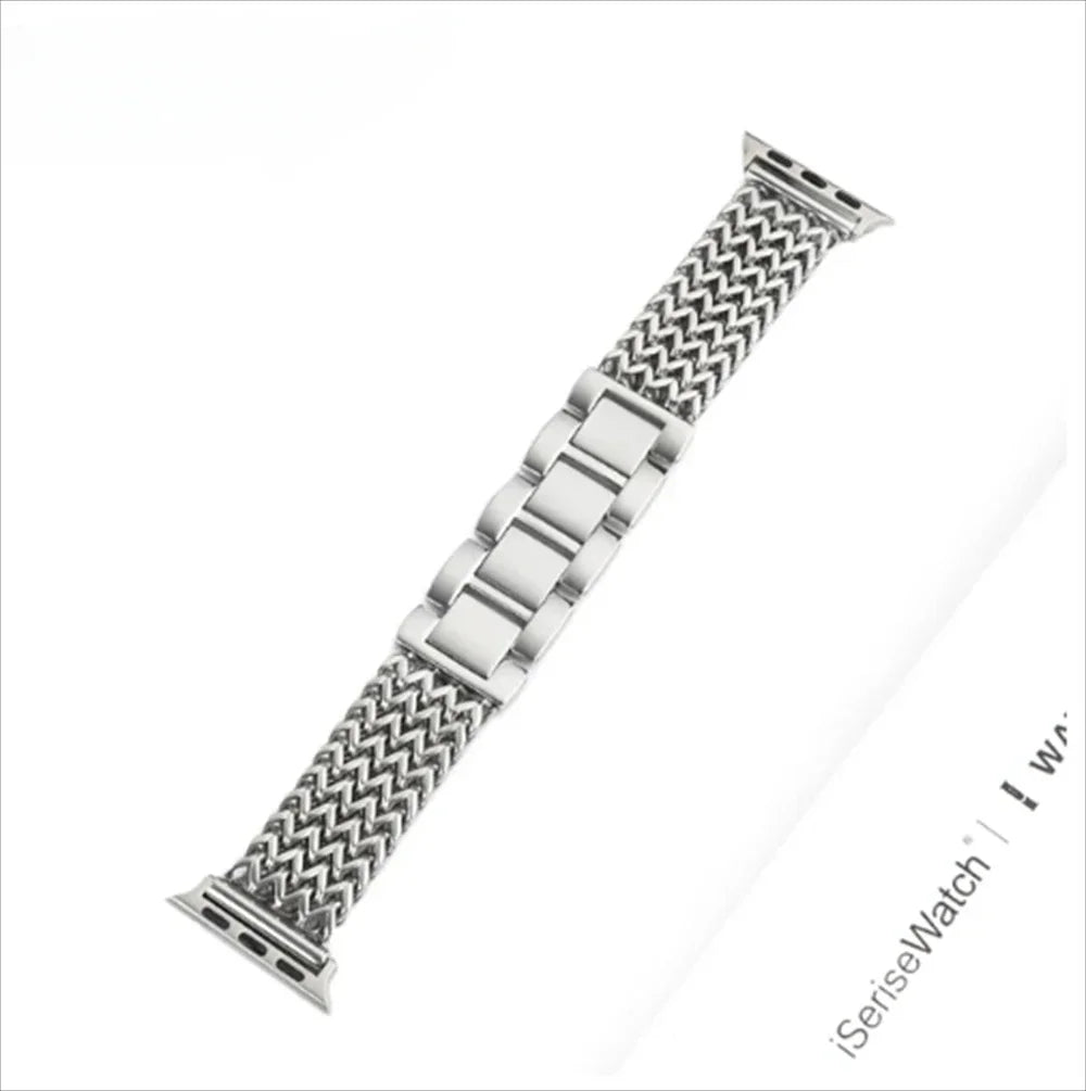 Luxury Stainless Steel band For Apple Watch 9876 45mm 44mm 42mm 41mm 38mm 40mm metal Braided band Correa Apple Watch Ultra 49mm S10 42mm 46m