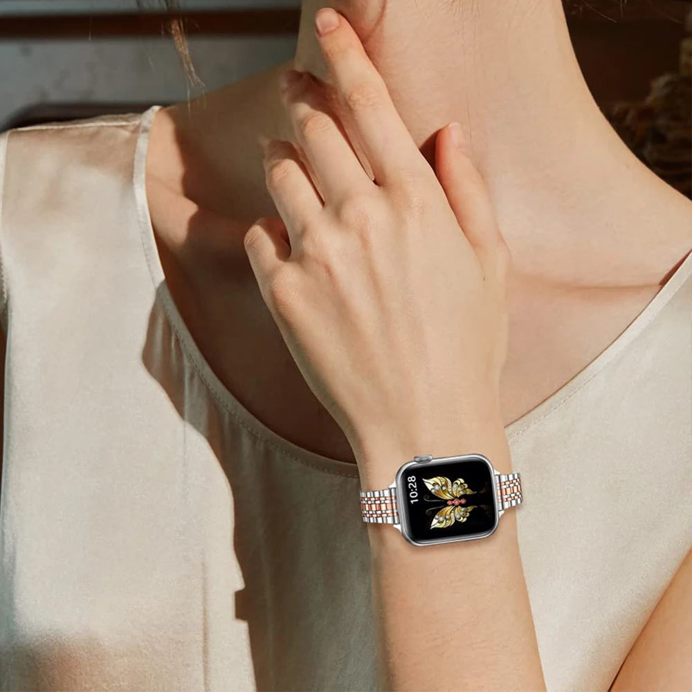 For Apple Watch 10 11 46mm band metal Wristband Lady band For Apple Watch 9 8 7 Ultra 49mm 44mm 45mm band Women Business Watchband