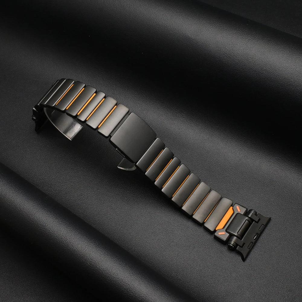 Magnetic Titanium band for Apple Watch Ultra 3 2 49mm Rubber Men band For Apple Watch 11 10 46mm 9 8 7 6 5 4 SE3 44mm 45mm band