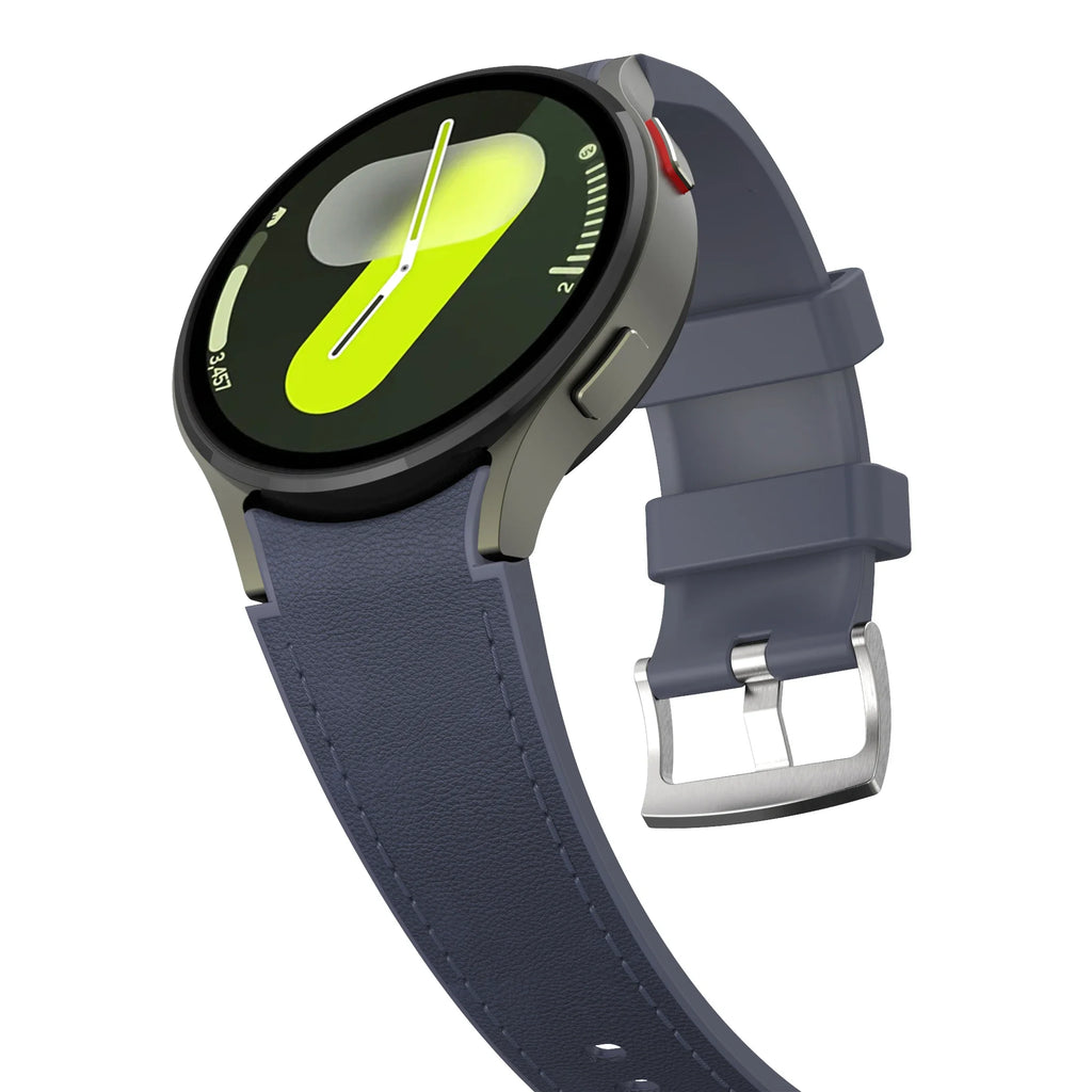 Silicone+Leather Strap for Samsung Galaxy Watch 7 6 5 4 FE 40mm 44mm No Gap Bracelet Band Watch 6 4 Classic 43/47mm 42/46mm Belt