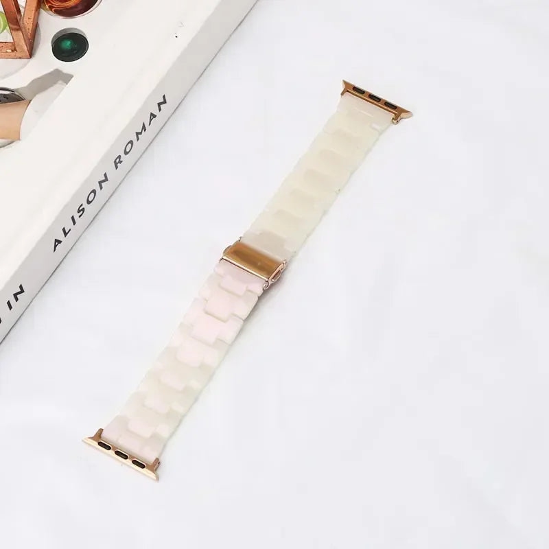 Luxury Resin band for Apple Watch Ultra 2 band 49mm 45mm 41mm 40mm 44mm 38mm 42mm Link band Apple Watch Series 9 7 8 6 SE 5 4 3