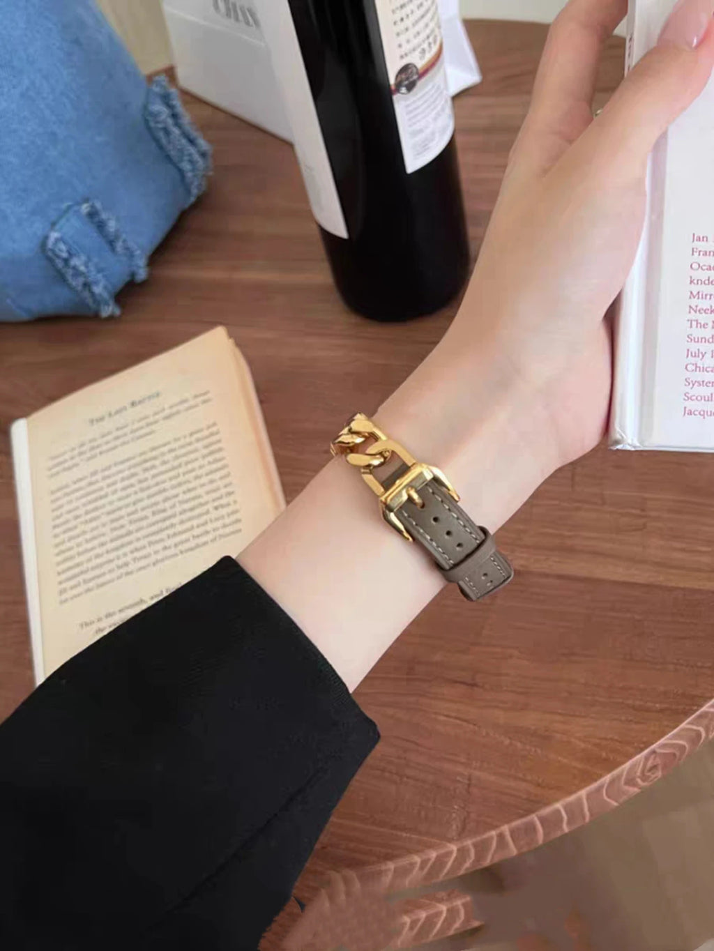 Metal link Elegant Slim Leather loop for Apple Watch band For Women Correa Thin for Apple Watch band