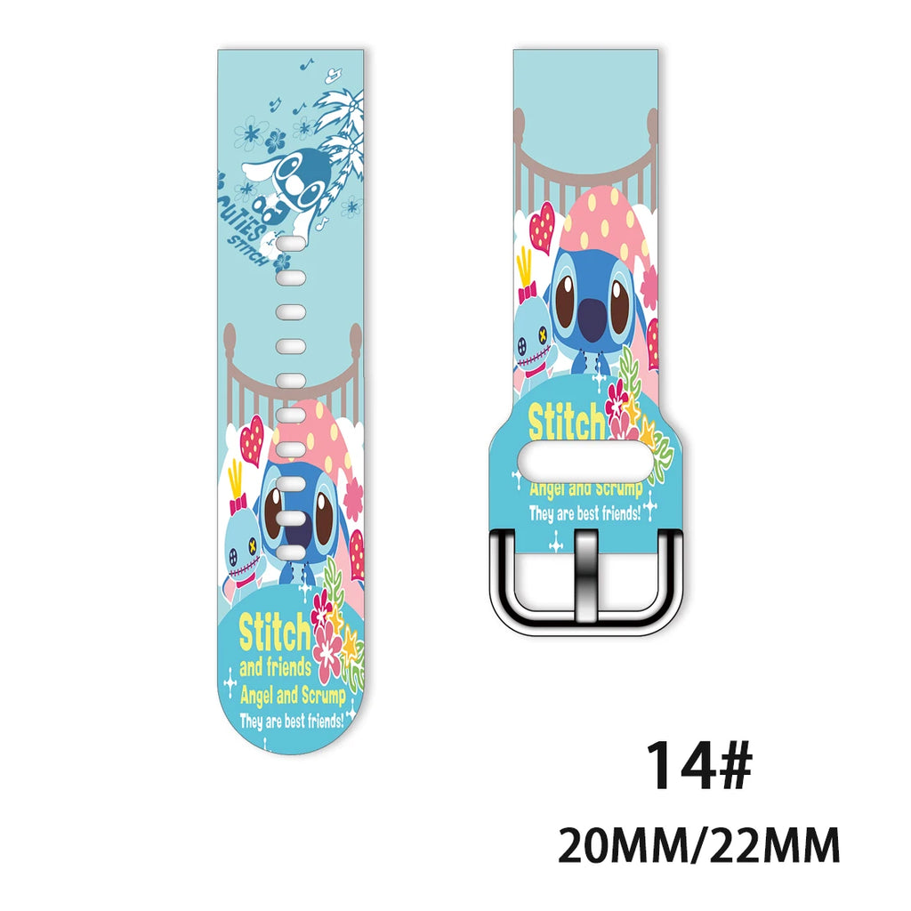 22mm 20mm Lilo & Stitch For Samsung Galaxy watch 4 classic/46mm/Active 2/3/Gear S3/amazfit bracelet Huawei watch GT 2/3 Pro band