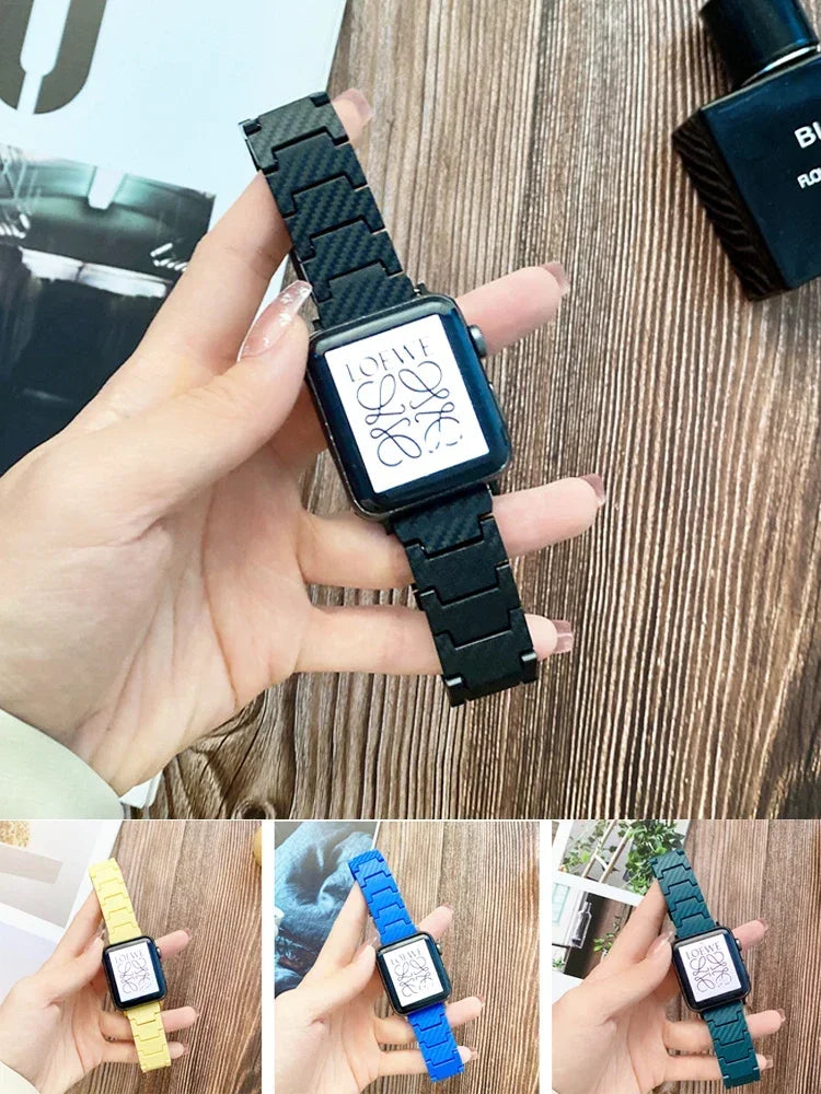 Carbon fiber band for Apple Watch band Ultra 2 49mm band 45mm 44mm 40mm 41mm PC watch band link band Series 9 8 7 6 5 4 SE